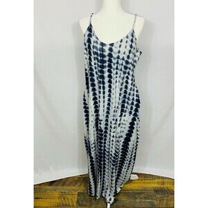 Ours Womens Dress Large L Spaghetti Maxi Blue Pockets Soft Scoop Neck Summer